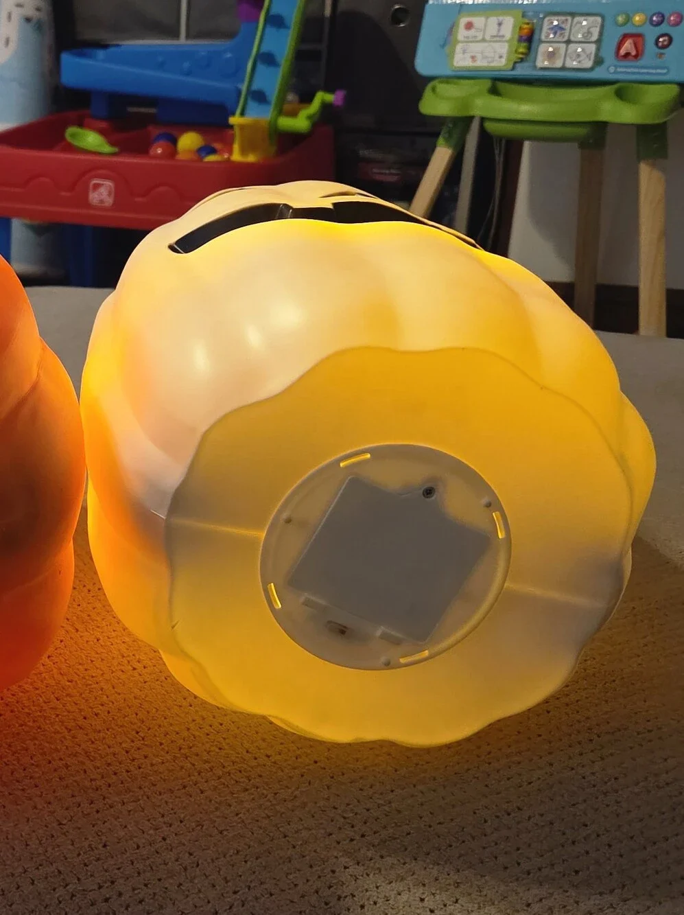White Light up Pumpkin with Timer. Decorative Prop - Halloween Fall Decor.